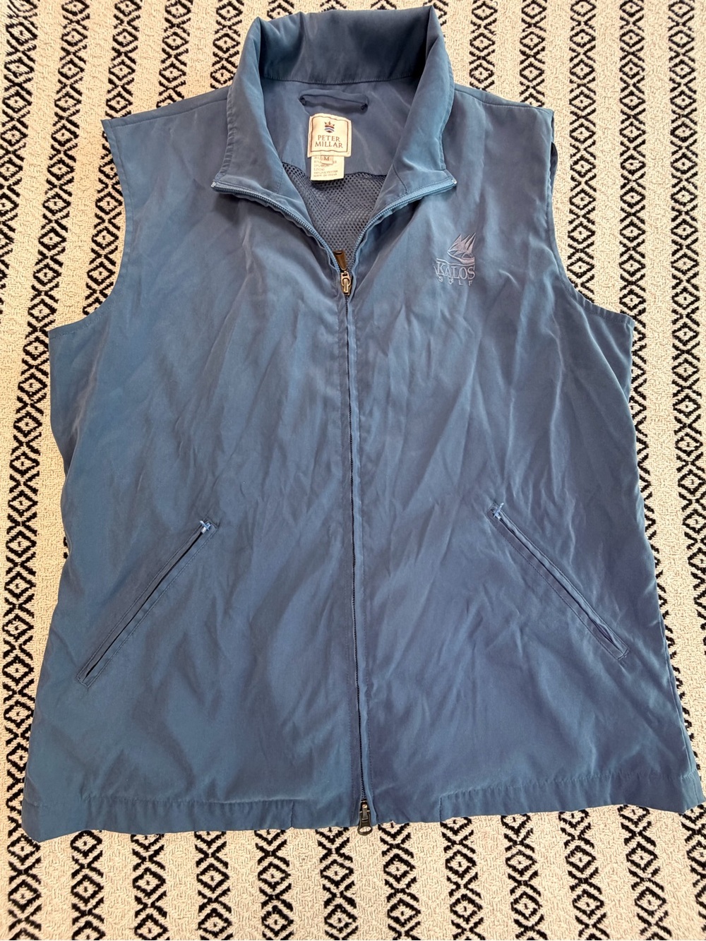 Y2K Peter Millar Kalos Golf Belseta Vest Mens Medium Blue Full Zip Microfiber